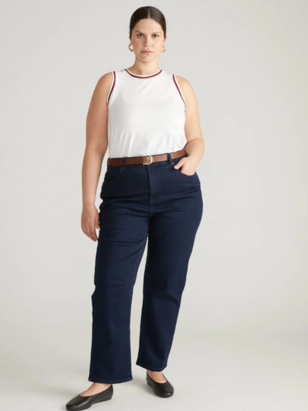 Plus Straight-Leg Dark Blue Jeans